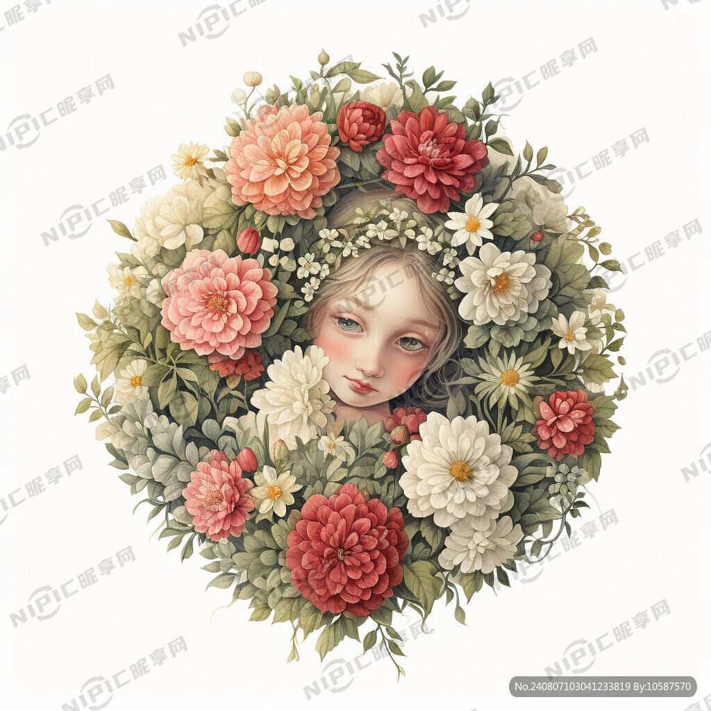 小花 古典 插画