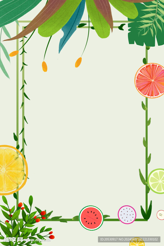 绿叶白色banner背景
