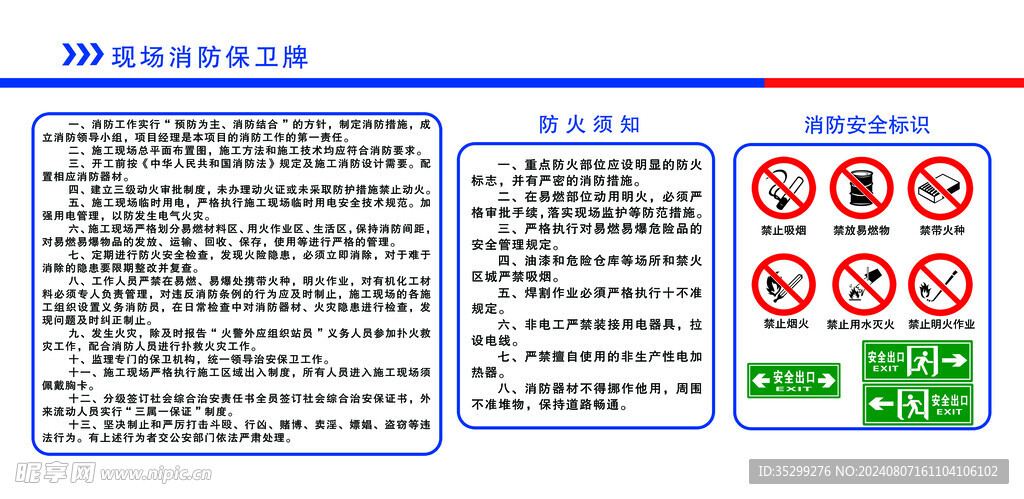 现场消防保卫牌