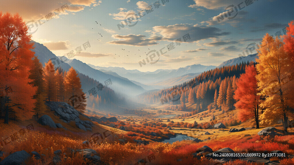 秋天风景 恢弘大气
