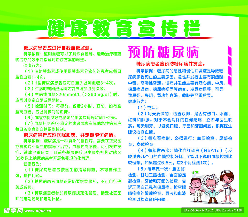 健康教育宣传栏 预防糖尿病