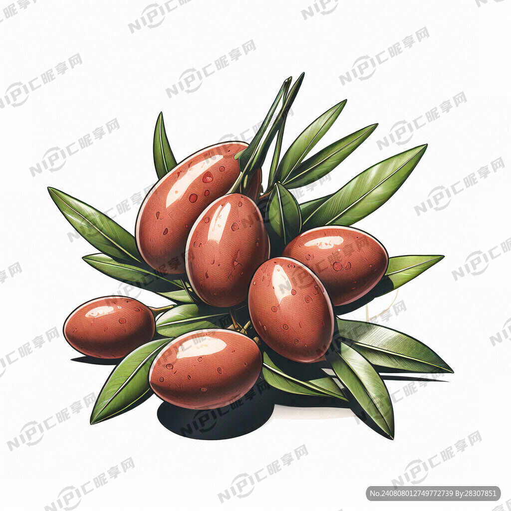 橄榄枝 橄榄果 线条图
