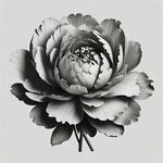 灰度图，牡丹花，立体感，花瓣