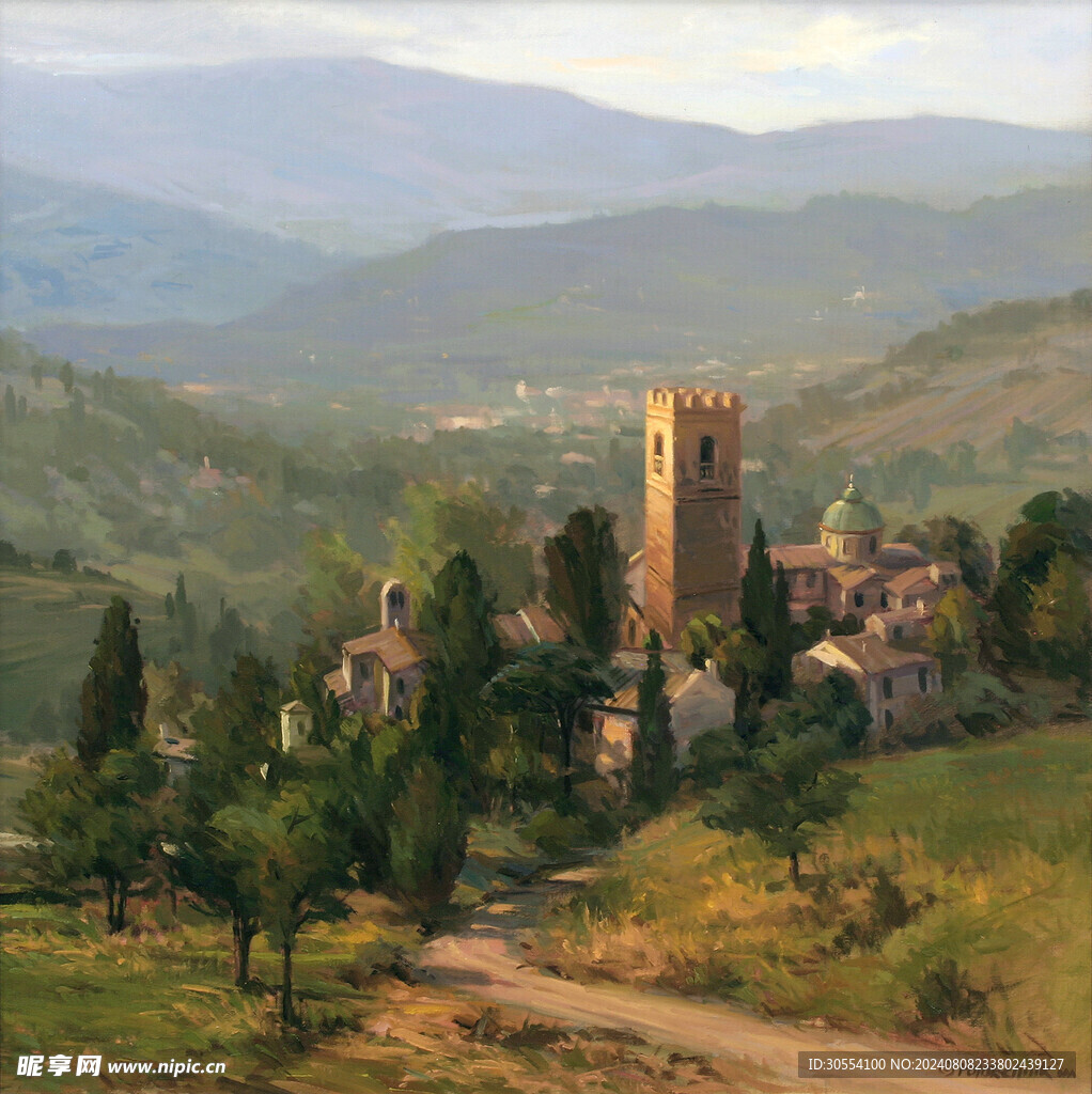 精美风景油画图案图片