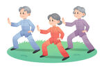 老人在室外打太极插画