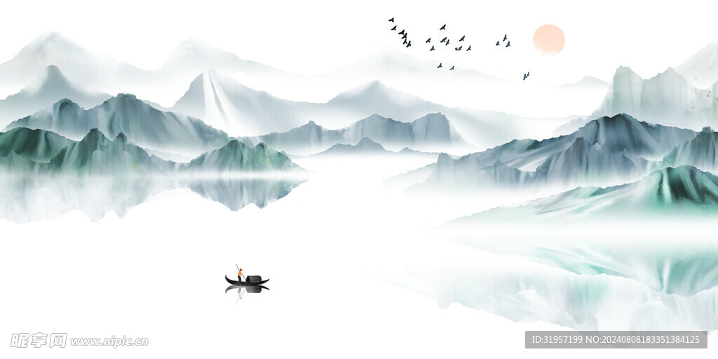 水墨山水风景插画