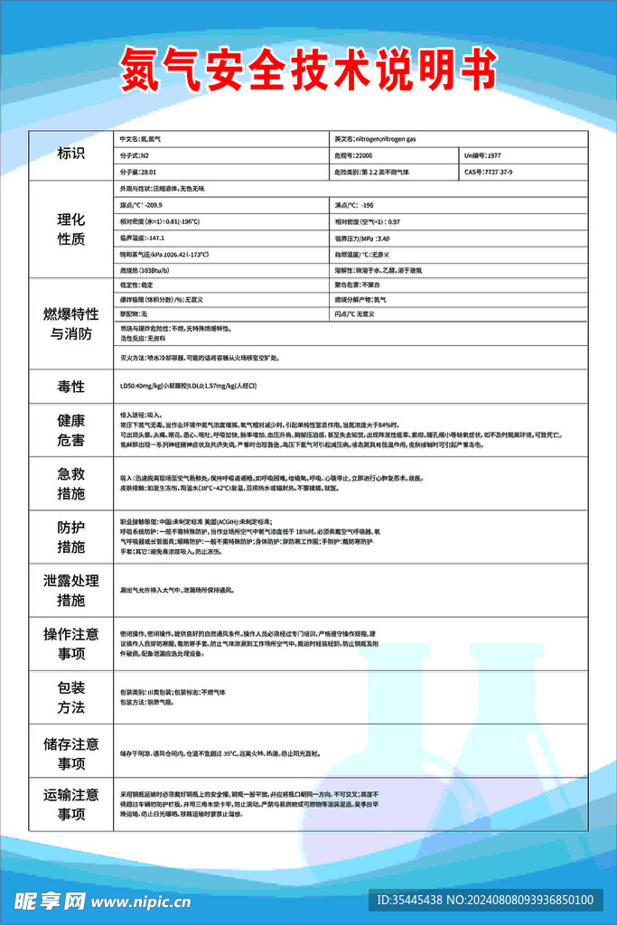 氮气安全技术说明书