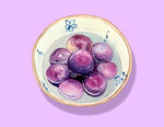 手绘紫薯汤圆