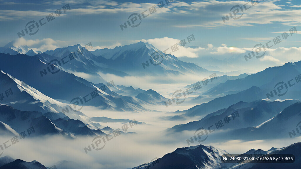 前云雾 远山 雪山 有高有低