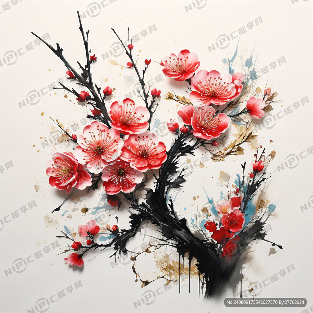 梅花 刺绣 洒金底纹