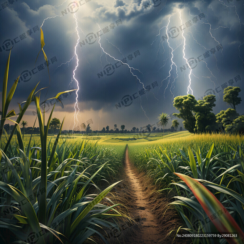 甘蔗地 闪电 高清