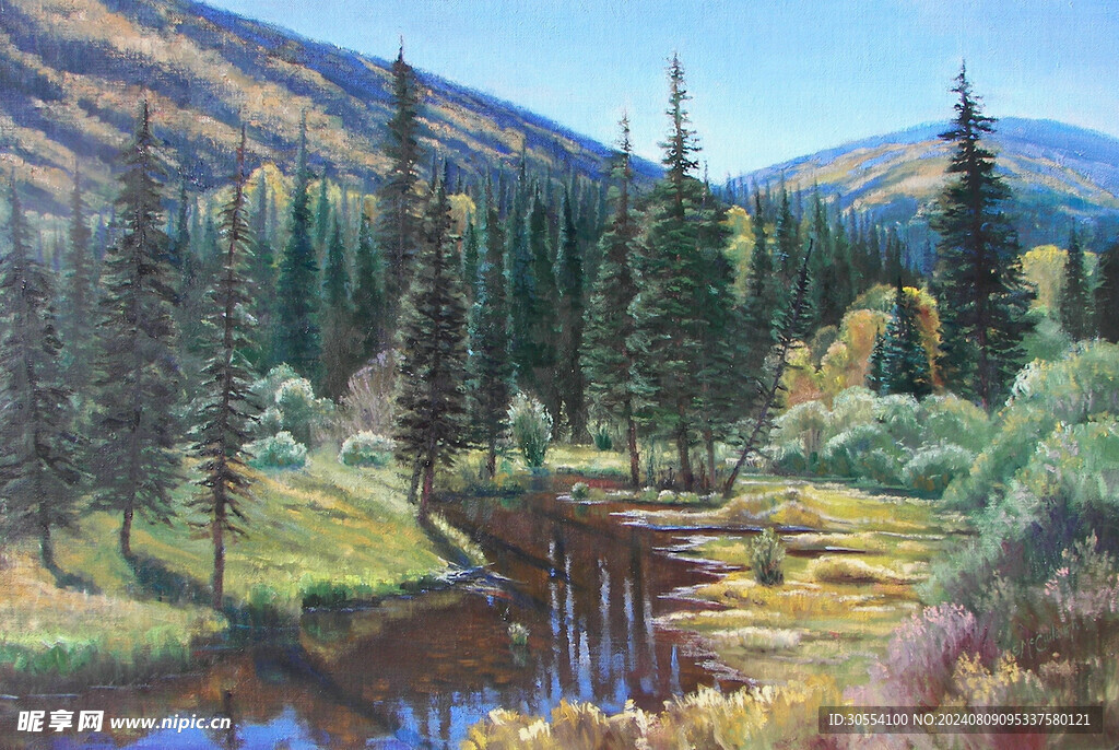 精美风景油画图案图片