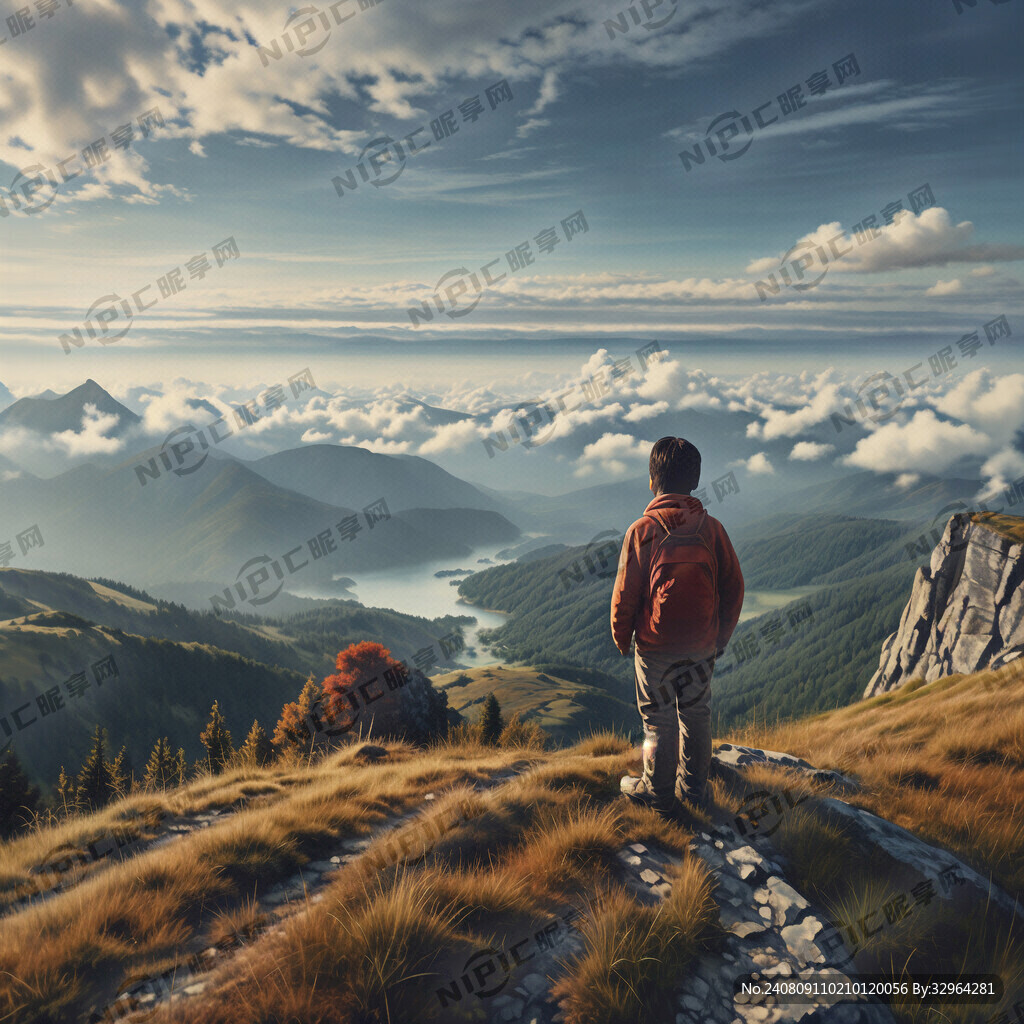 人站在山顶看风景