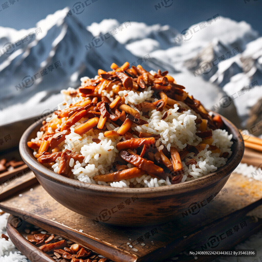 土锅葱花火腿细丝炒米饭