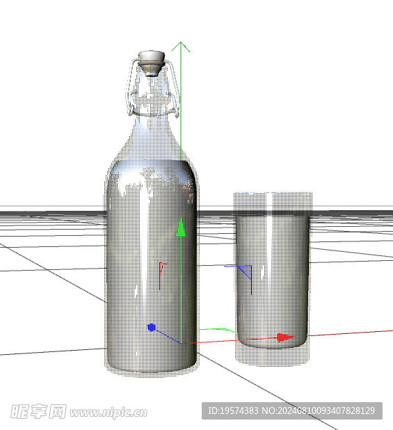 C4D模型 牛奶瓶