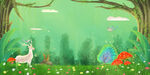 绿色森林动物插画背景