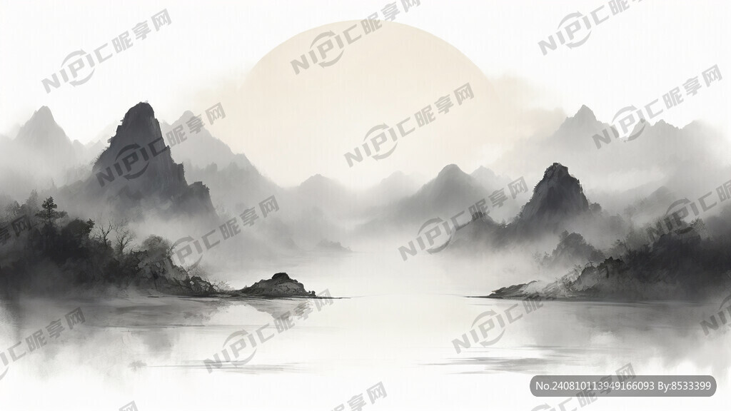 云雾缭绕 远山 有高有低