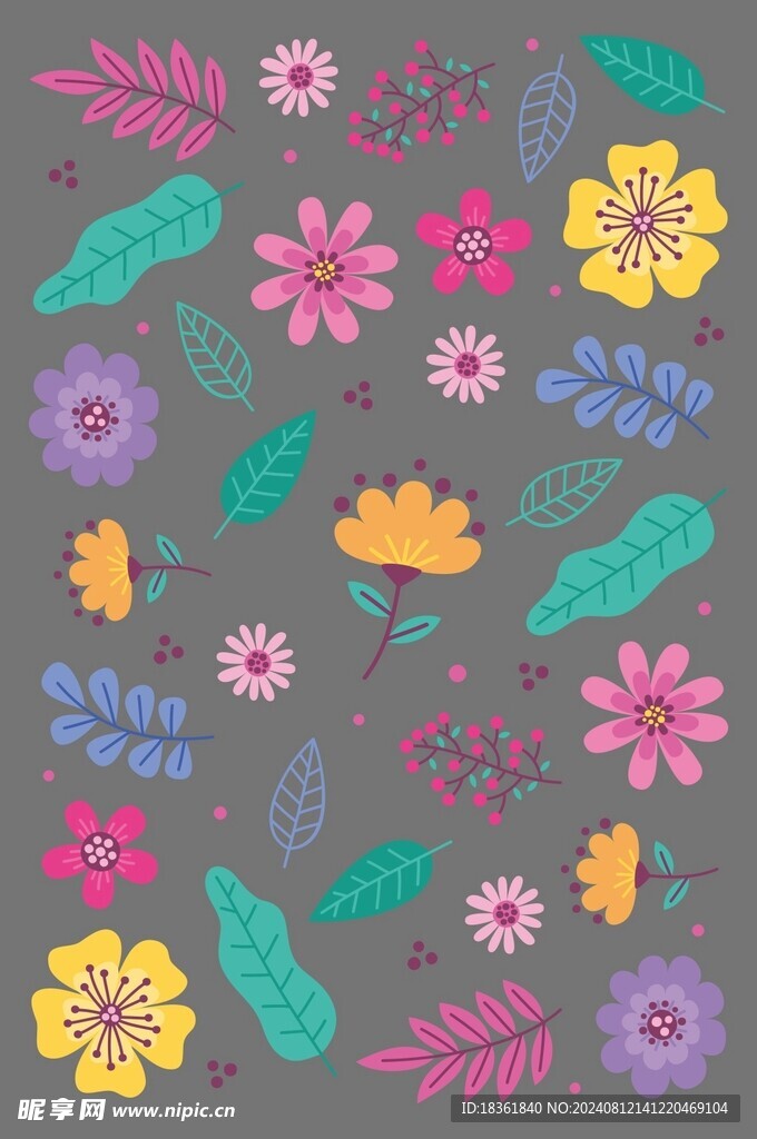 矢量花元素底纹