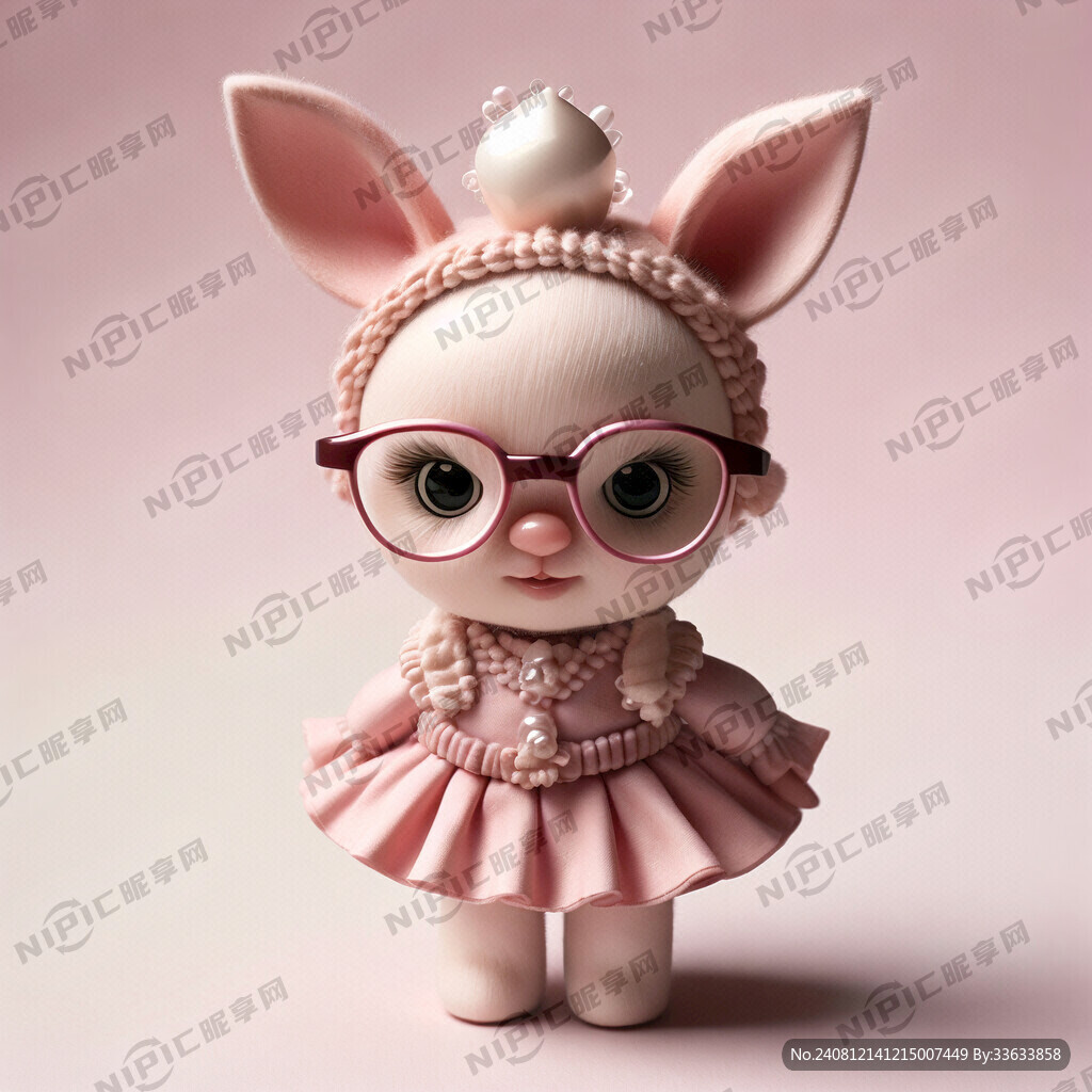 小珍珠 粉色 带眼镜 穿裙子