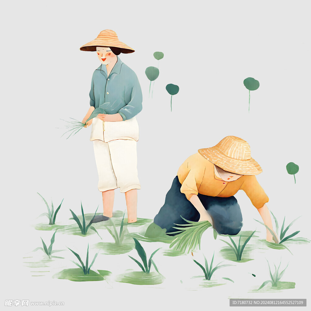 彩绘插秧