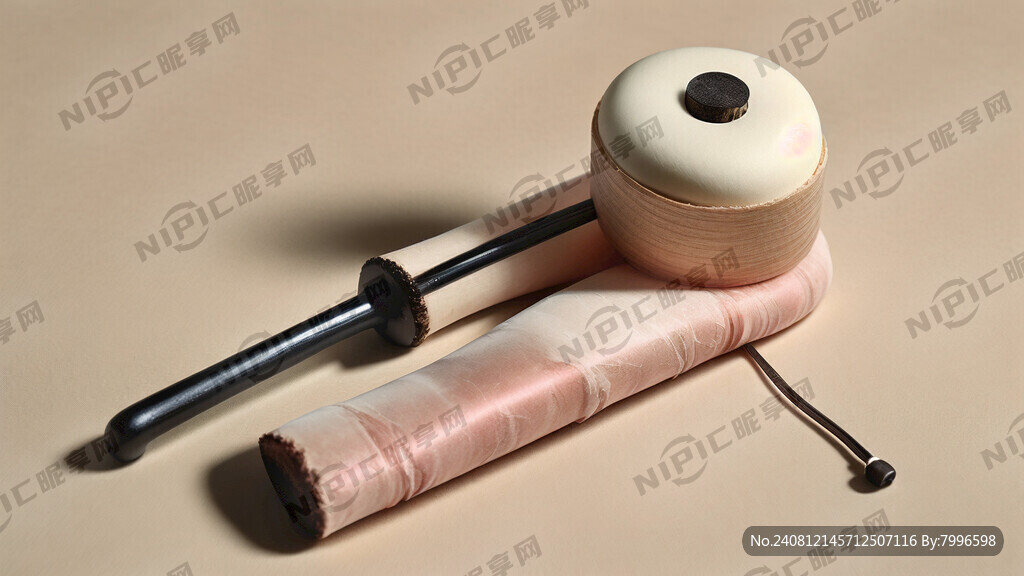 纯米色丝绸材质的艾灸按摩锤