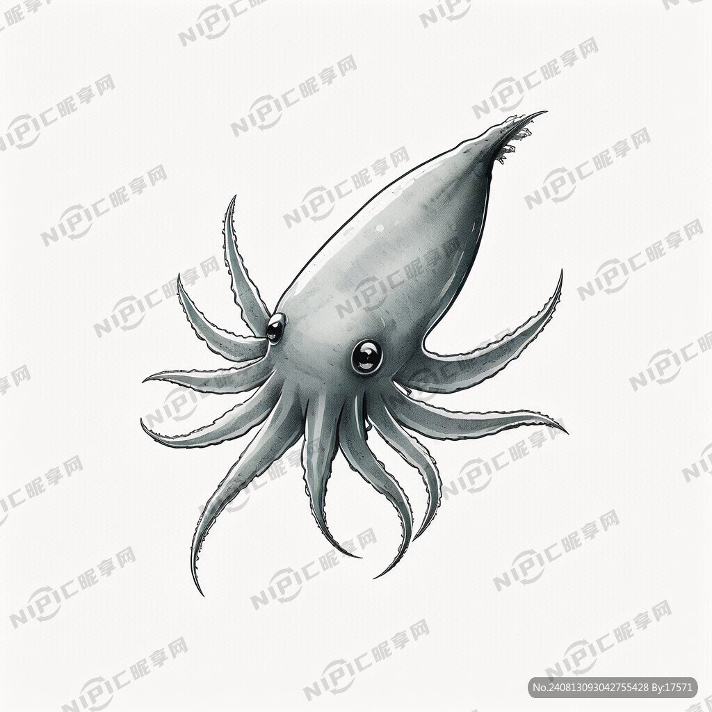 鱿鱼简笔画 卡通形象 活泼