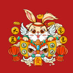 卡通新春兔子