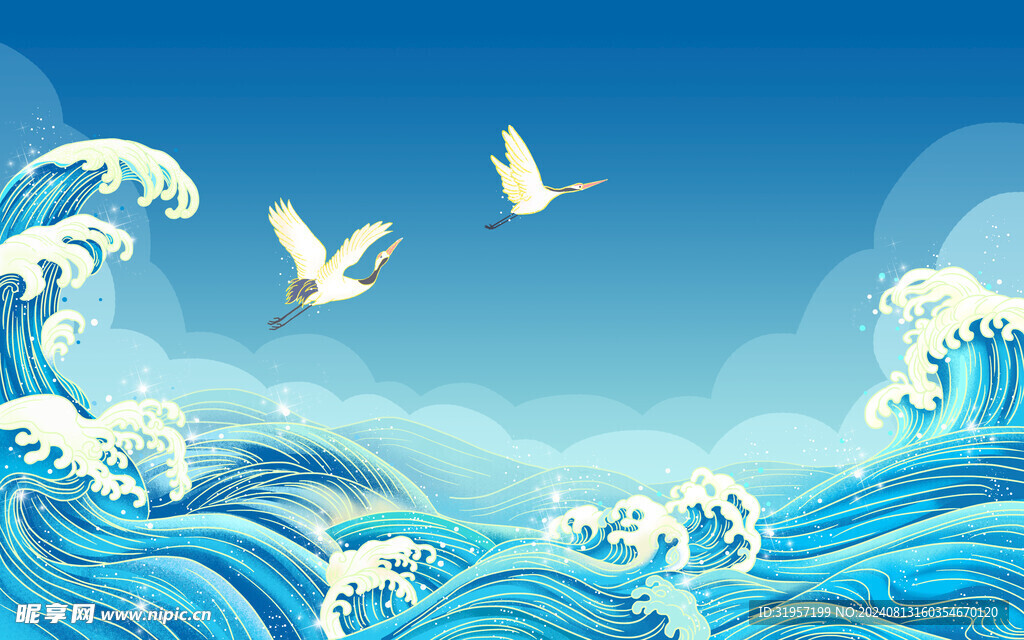 海浪海水插画