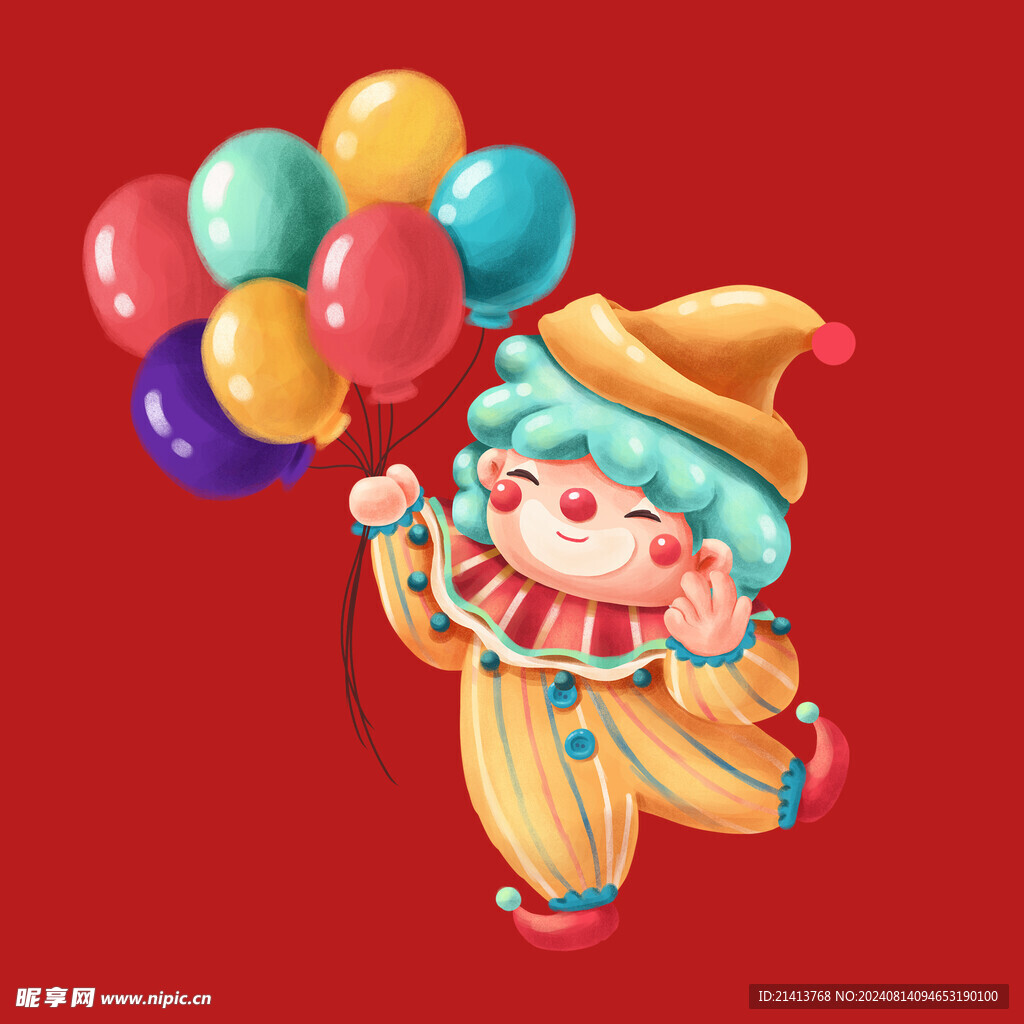 手绘卡通小丑 