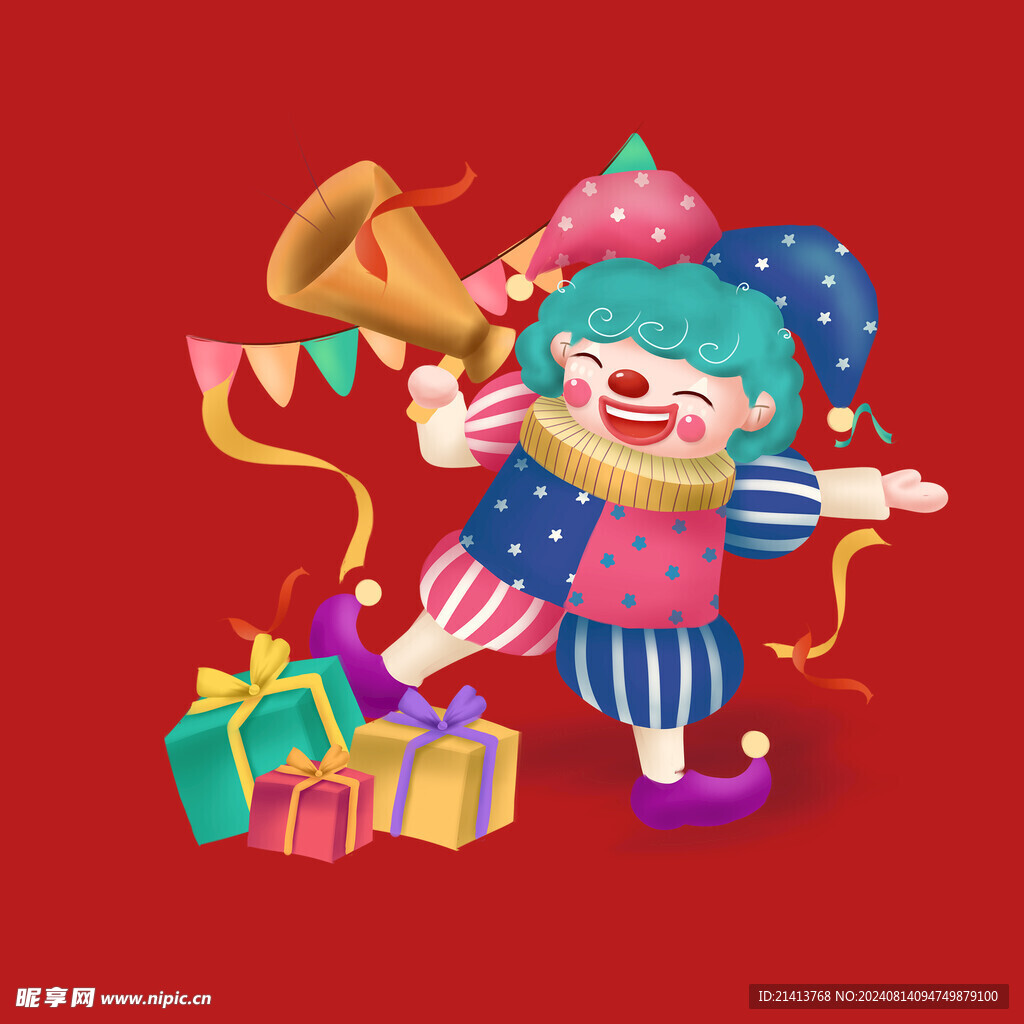 手绘卡通小丑 