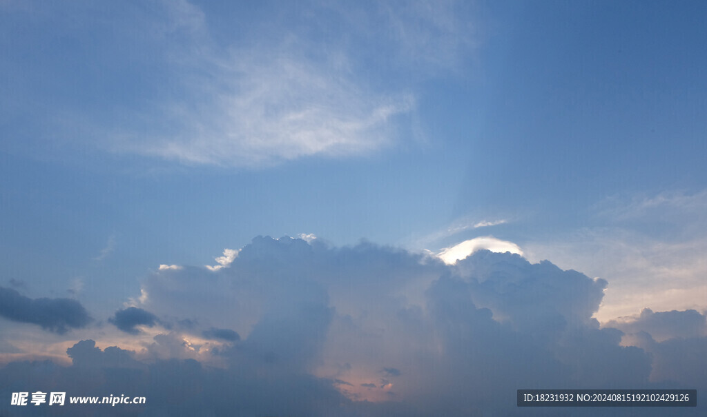 夕阳 蓝天 云