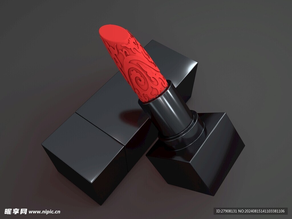 C4D口红雕花模型