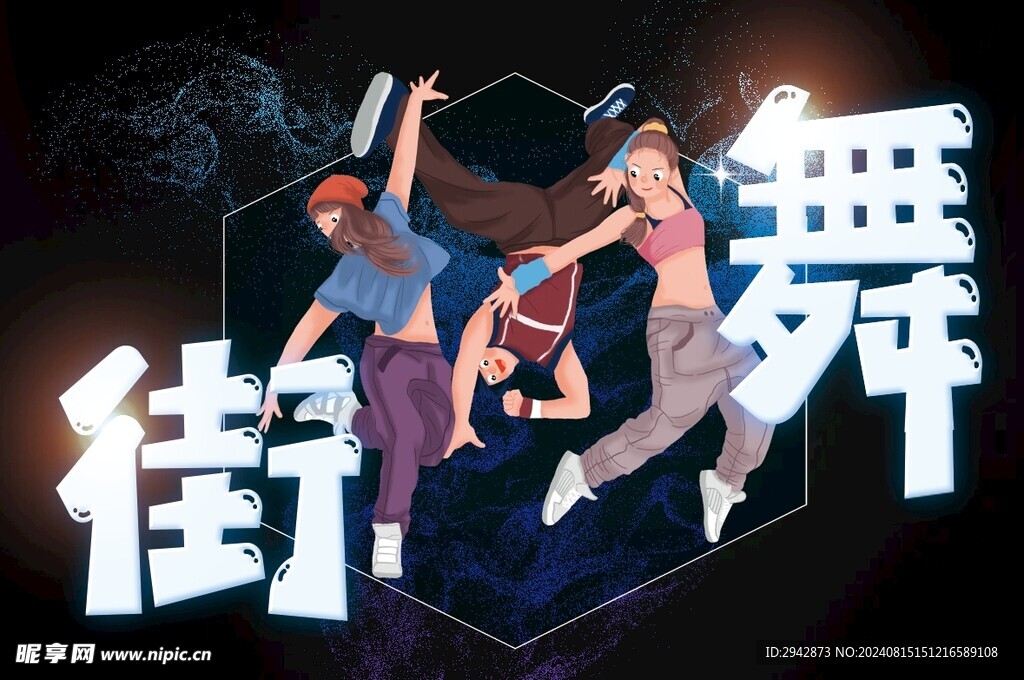 街舞手举牌 展板