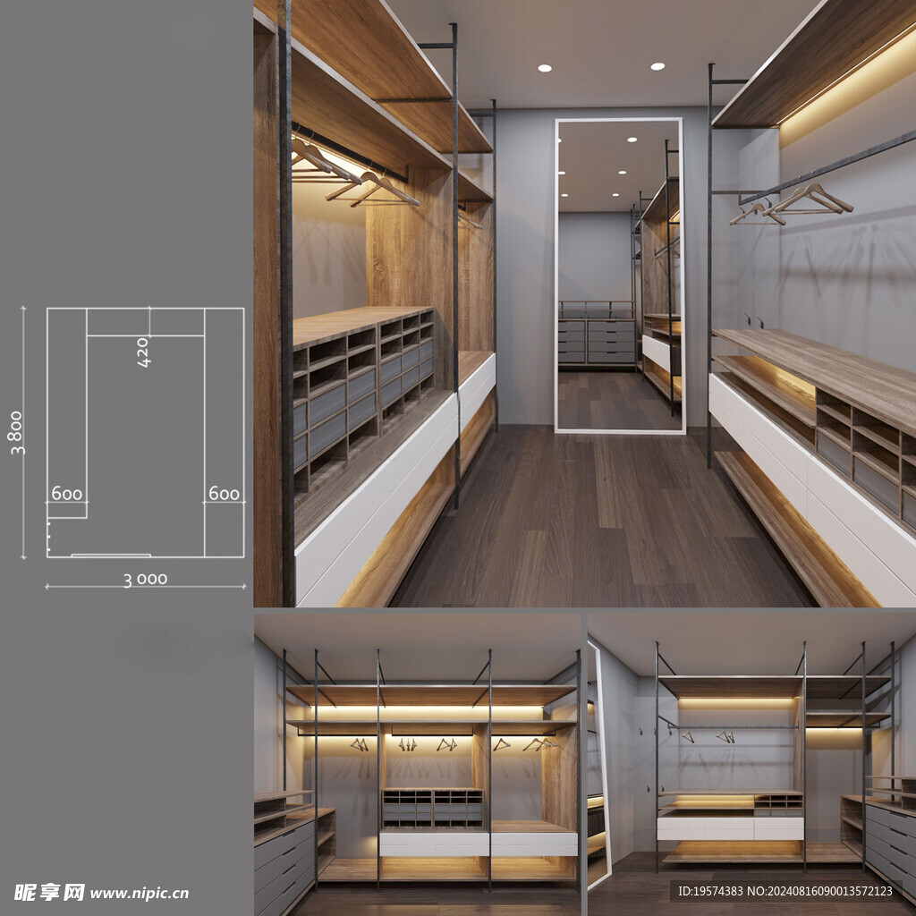 C4D模型 衣帽间