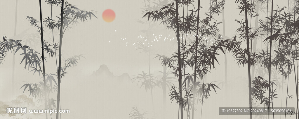 水墨竹子背景墙
