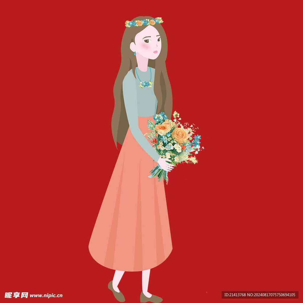 手绘女孩女人