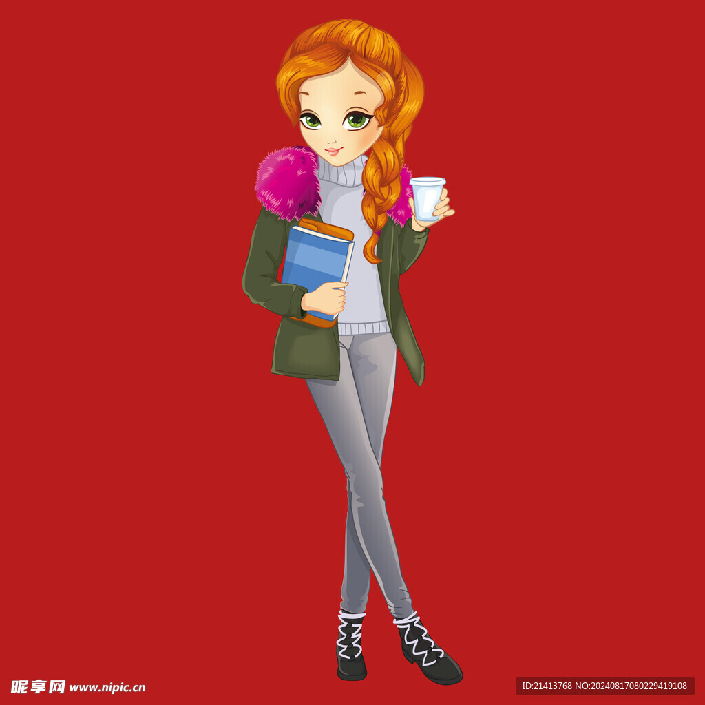 手绘女孩女人