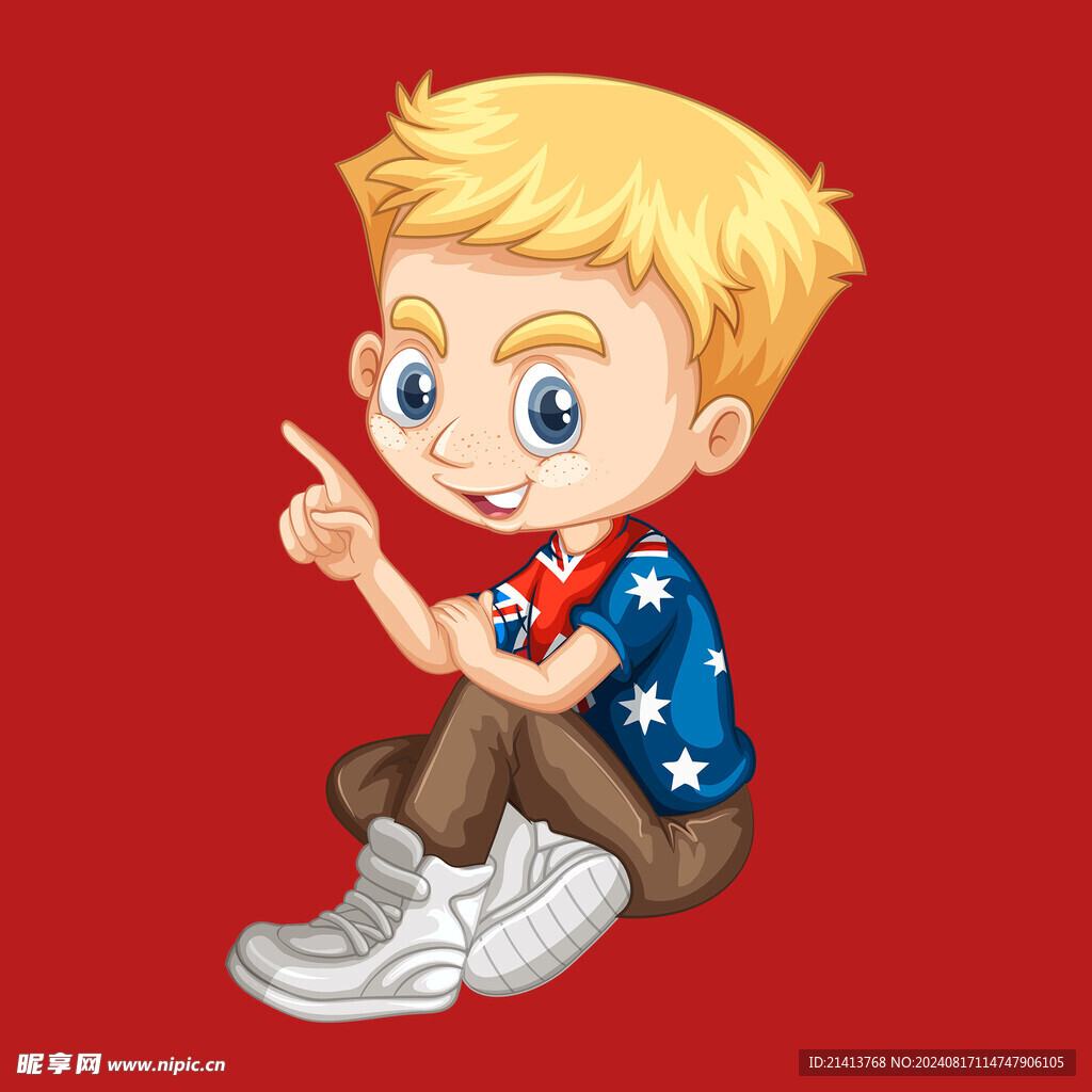 手绘儿童男孩