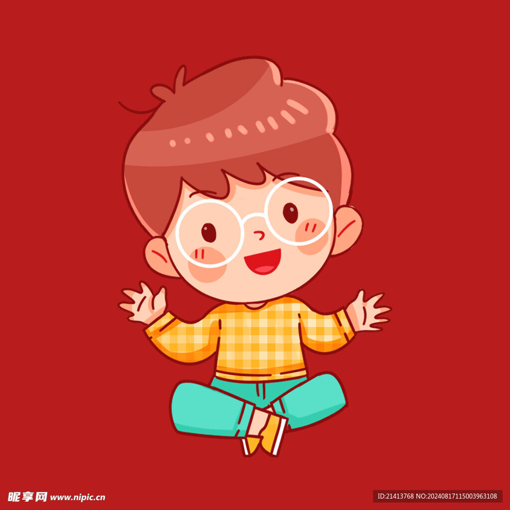 手绘儿童男孩