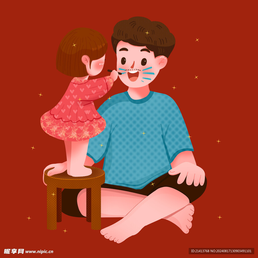 手绘亲子人物