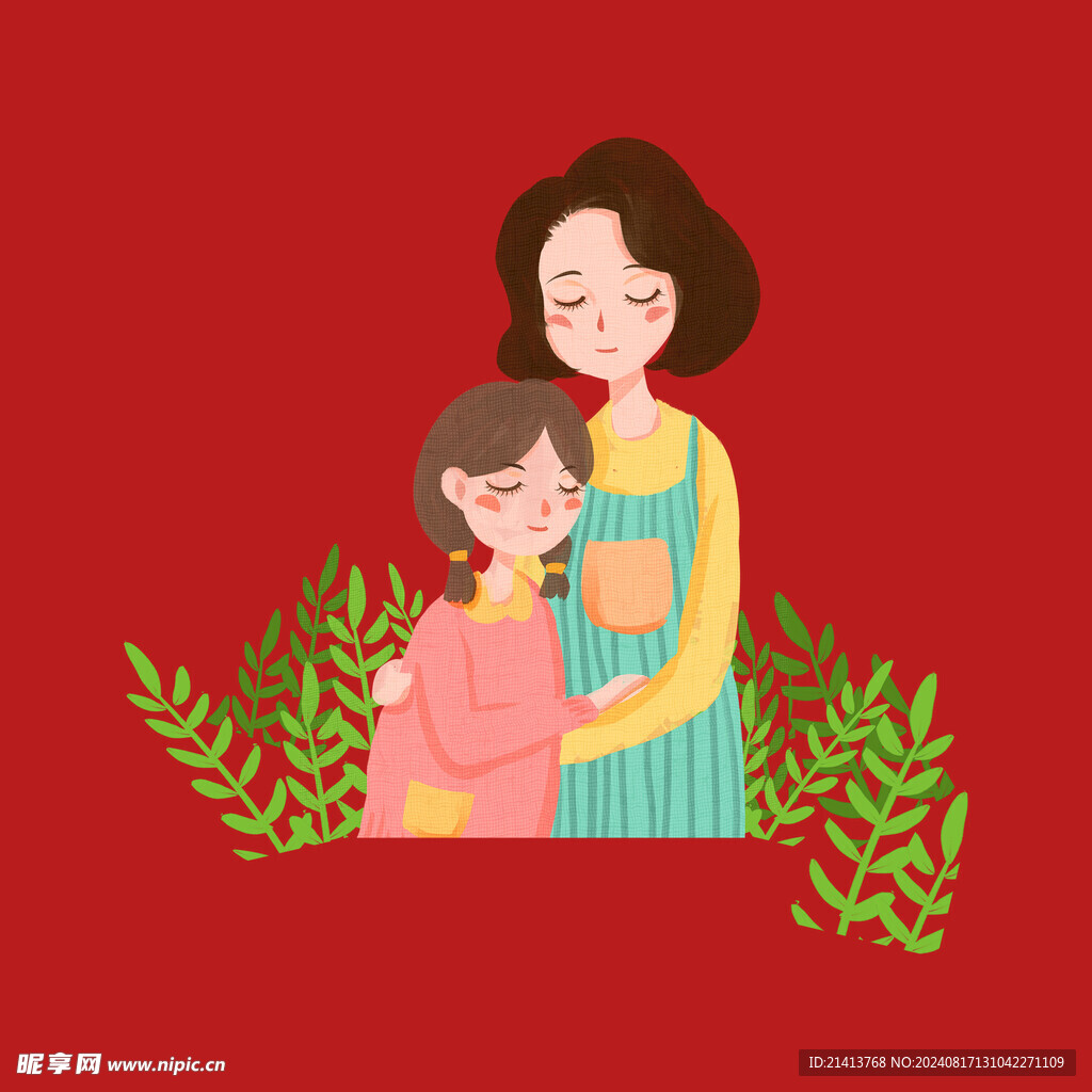 手绘亲子人物