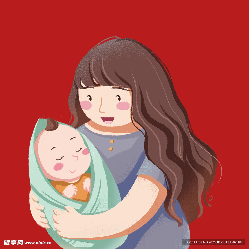 手绘亲子人物