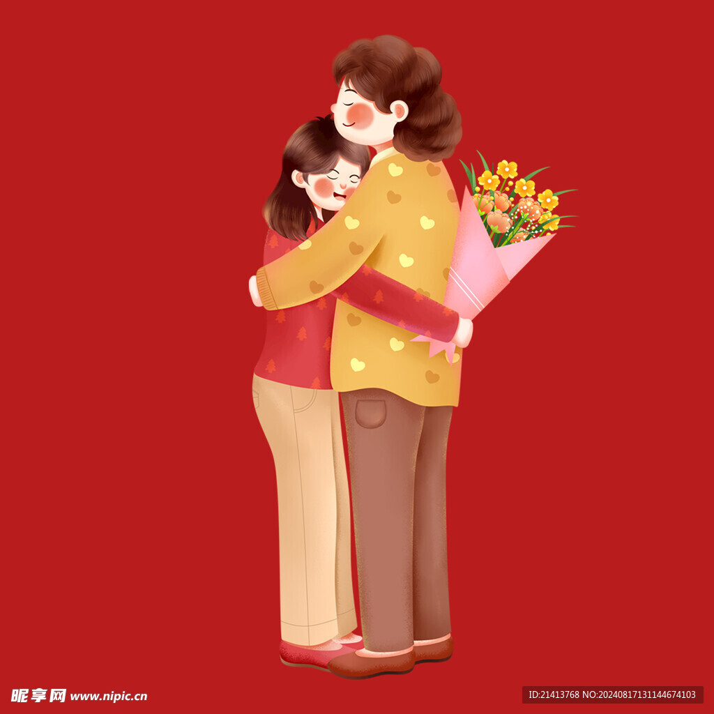 手绘亲子人物