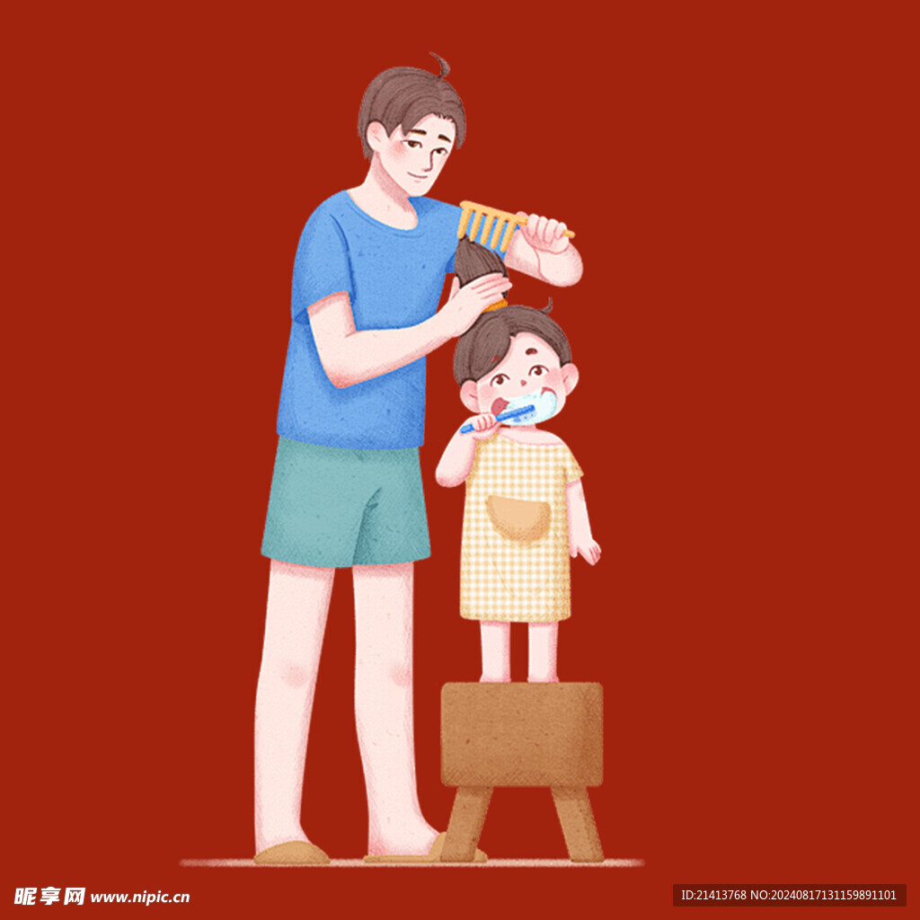 手绘亲子人物