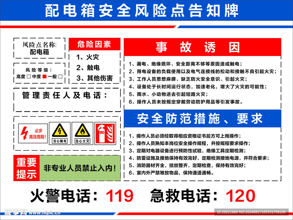 配电箱安全风险点告知卡