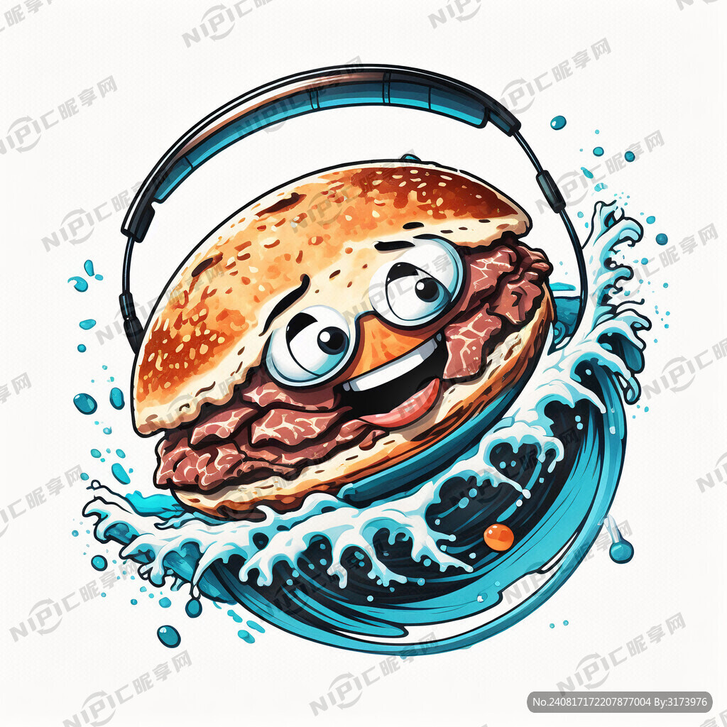 肉饼 卡通形象 休闲冲浪