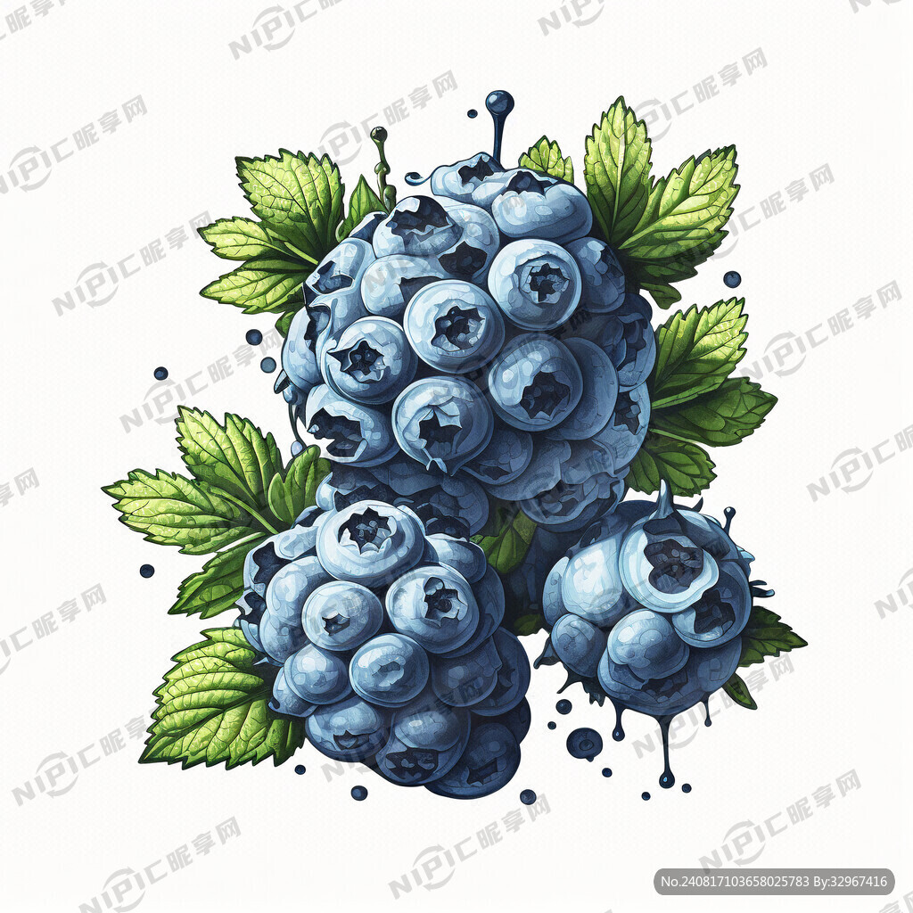 手绘蓝莓