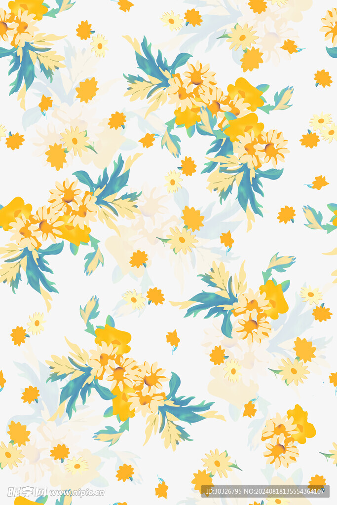 手绘花蕾叶子