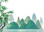 中国风水墨竹子插画