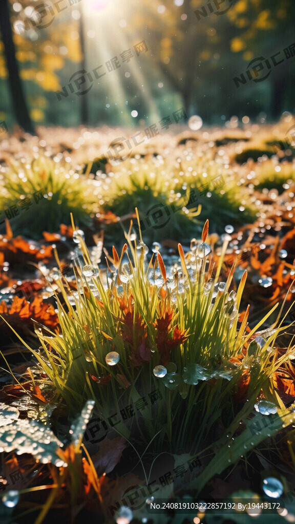深秋的小草 许多大大的露水